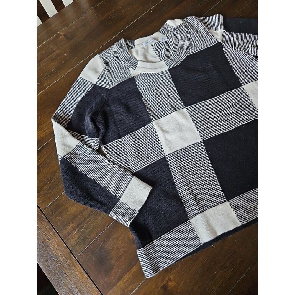 Liz Claiborne Lizwear Women's Size XL Black/ White Patchwork Sweater Heavyweight